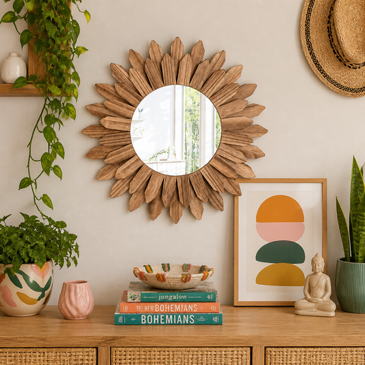 Rustic Wooden Wall Mirror